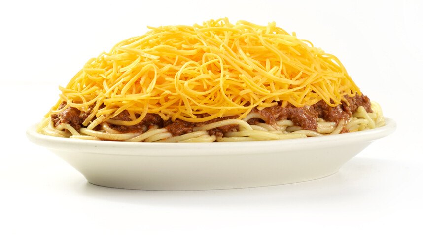Gold Star three-way chili, official menu photograph