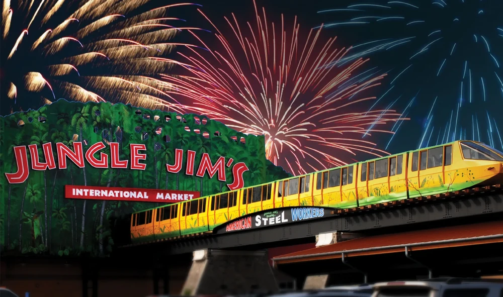 Jungle Jims Eastgate storefront during fireworks